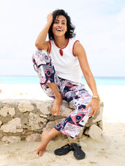 INDIA INK/RED POP STRAIGHT ANKLE PULL-ON PANTS - CÔTE D’AZUR | Talbots near me
