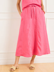 CAMELLIA ROSE LINEN DRAWSTRING MIDI SKIRT | Talbots sale