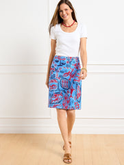 LAKESIDE BLUE MULTI CANVAS A-LINE SKIRT - FISH MARKET | Talbots US