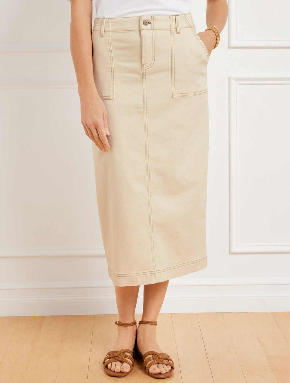 NATURAL DENIM MIDI SKIRT | Talbots for sale