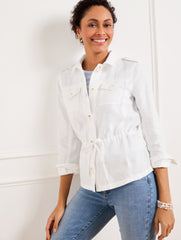 WHITE WASHED LINEN SHIRT JACKET - WHITE | Talbots for sale