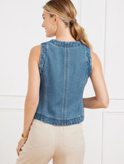 SUNNY WASH DENIM VEST | Talbots outlet