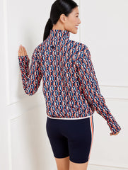 INDIA INK MULTI PERFORMANCE INTERLOCK HALF-ZIP PULLOVER - PINWHEEL GEO | Talbots near me