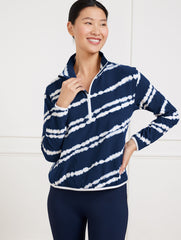 INDIA INK/WHITE LIGHTWEIGHT WOVEN STRETCH HALF-ZIP PULLOVER - AURORA LINES | Talbots discount