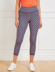 INDIA INK MULTI PERFORMANCE INTERLOCK CAPRI LEGGINGS - PINWHEEL GEO | Talbots near me