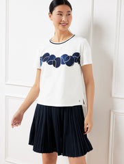 WHITE/INDIA INK PIQUÉ OVERSIZED CREWNECK TEE - TENNIS BALL | Talbots near me