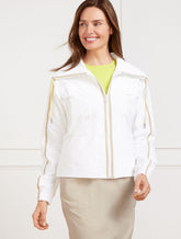 WHITE CRINKLE WEAVE JACKET | Talbots outlet