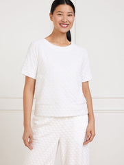 WHITE TOWEL TERRY CREWNECK TEE - SEASHELL | Talbots on sale