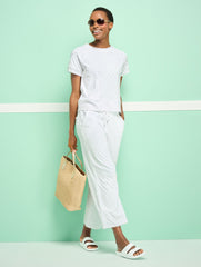 WHITE TOWEL TERRY CREWNECK TEE - SEASHELL | Talbots on sale