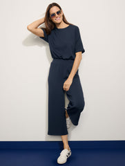 BLACK AIRKNIT STRETCH CREWNECK JUMPSUIT | Talbots online