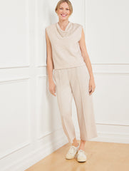ALABASTER HEATHER|DUSTY MOCHA HEATHER AIRKNIT STRETCH HEATHERED COWL-NECK TANK | Talbots online