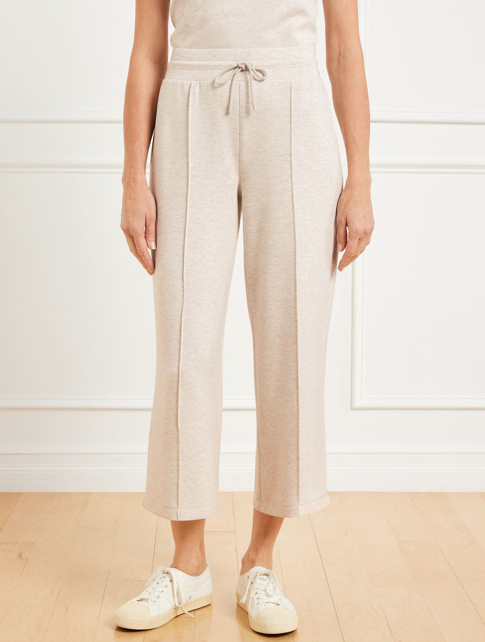 ALABASTER HEATHER|DUSTY MOCHA HEATHER AIRKNIT STRETCH WIDE CROP PANTS - HEATHERED | Talbots outlet