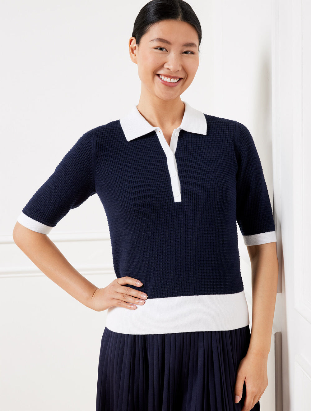 INDIGO BLUE COOLMAX® POLO SWEATER | Talbots outlet