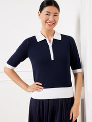 INDIGO BLUE COOLMAX® POLO SWEATER | Talbots outlet