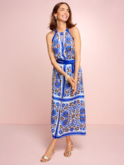 WHITE MULTI HALTER MAXI DRESS - BICOLOR FLORAL | Talbots on sale