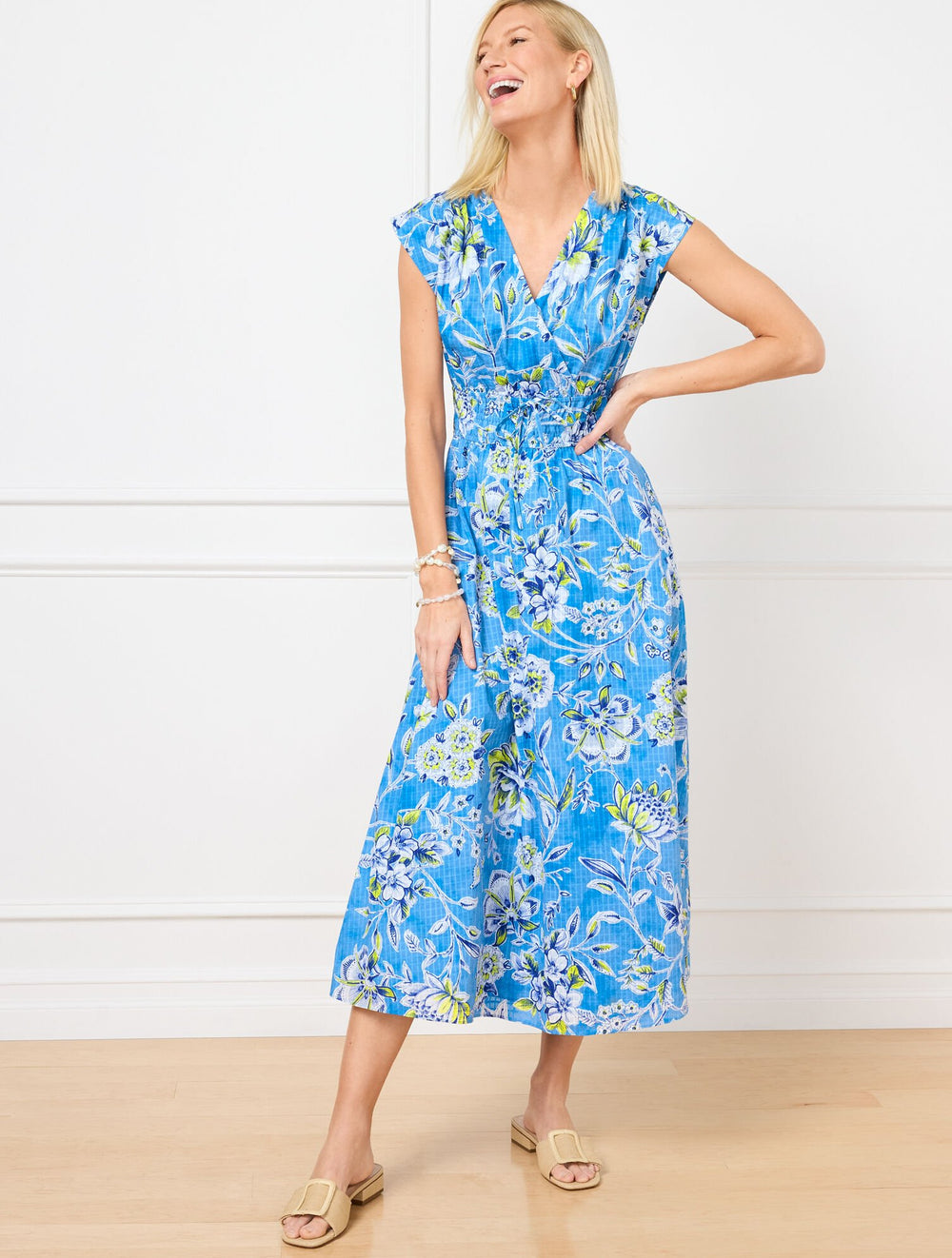 V-NECK MIDI DRESS - SKETCHED BOTANICAL | Talbots online