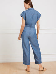 SIESTA WASH DENIM TIE WAIST JUMPSUIT - SIESTA WASH | Talbots near me