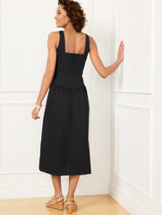 BLACK MODERN POPLIN FIT & FLARE DRESS | Talbots online