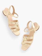 GOLD ADINA NAPPA BLOCK HEEL SANDALS - METALLIC | Talbots discount