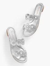SILVER CAMY EYELET NAPPA METALLIC SLIDE SANDALS | Talbots on sale