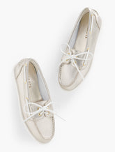 PLATINO FINLEY METALLIC NAPPA BOAT SHOES | Talbots on sale