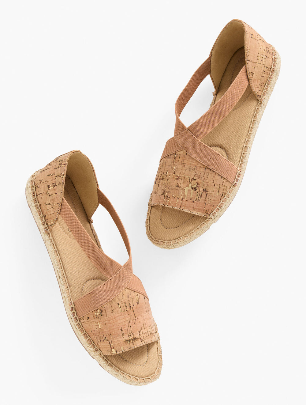 NATURAL/GOLD ILYSSA ELASTIC CORK ESPADRILLE FLATS | Talbots sale