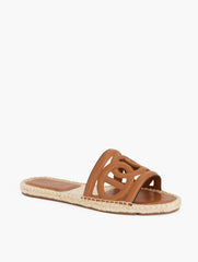 BLACK|HAVANA TAN|WHITE ILYSSA LINKS NAPPA ESPADRILLE SLIDES | Talbots for sale