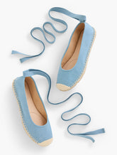 LIGHT CHAMBRAY IZZY CHAMBRAY ESPADRILLE FLATS | Talbots for sale