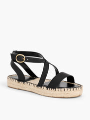 BLACK HESTER NAPPA ESPADRILLE SANDALS | Talbots outlet