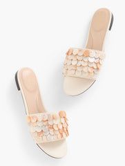 IVORY KERI SHELL EMBELLISHED SLIDES | Talbots outlet