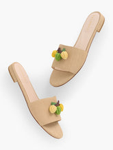 MEDIUM NATURAL KERI EMBELLISHED WOVEN STRAW SLIDES | Talbots on sale