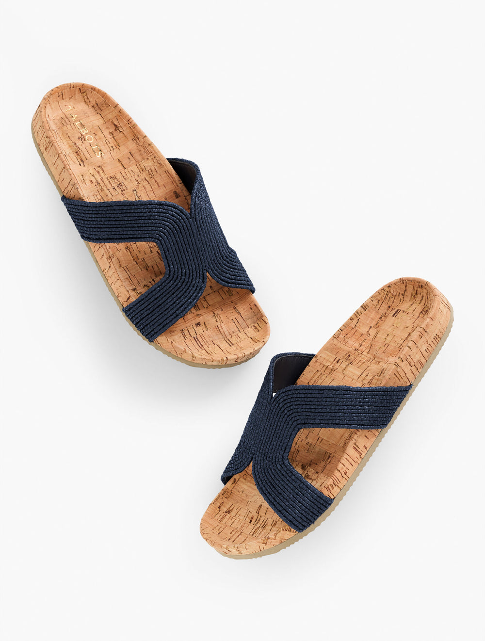 INDIGO BLUE MALIA WOVEN RAFFIA SLIDES | Talbots US