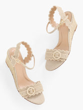 NATURAL/GOLD ROYCE METALLIC SCALLOPED WEDGE SANDALS | Talbots outlet