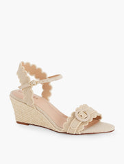 NATURAL/GOLD ROYCE METALLIC SCALLOPED WEDGE SANDALS | Talbots outlet