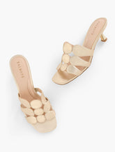 GOLD|SILVER SABEL METALLIC NAPPA FLARE HEEL SANDALS | Talbots discount