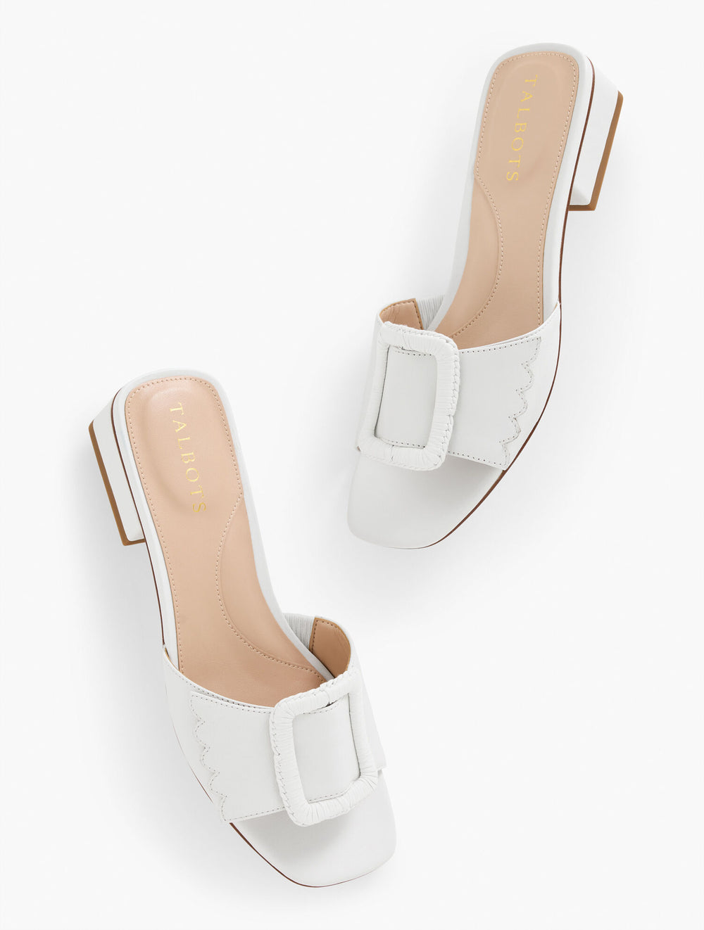 WHITE VIV BUCKLE SOFT NAPPA SLIDES | Talbots for sale
