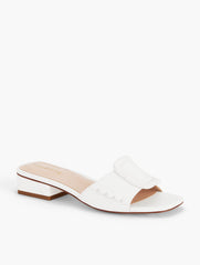 WHITE VIV BUCKLE SOFT NAPPA SLIDES | Talbots for sale