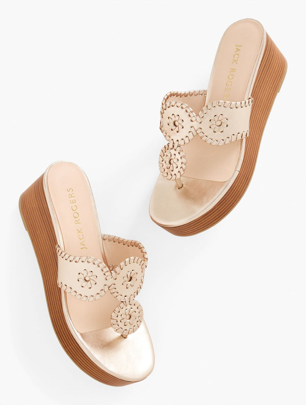 JACKS PLATINUM JACK ROGERS® KIMBERLY METALLIC NAPPA WEDGE SANDALS | Talbots for sale