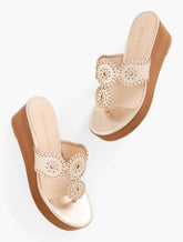 JACKS PLATINUM JACK ROGERS® KIMBERLY METALLIC NAPPA WEDGE SANDALS | Talbots sale