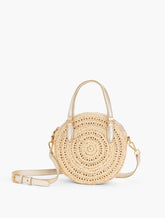 NATURAL/PLATINO STRAW ROUND CROSSBODY BAG | Talbots discount