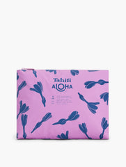 WHITE/NAVY ALOHA COLLECTION MID SHELL LEI REVERSIBLE POUCH | Talbots on sale