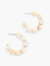 IVORY/GOLD MOTHER-OF-PEARL BEADED HOOP EARRINGS | Talbots for sale