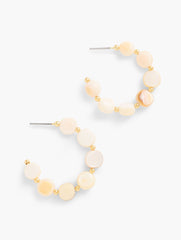 IVORY/GOLD MOTHER-OF-PEARL BEADED HOOP EARRINGS | Talbots for sale