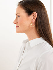 IVORY/GOLD MOTHER-OF-PEARL BEADED HOOP EARRINGS | Talbots for sale