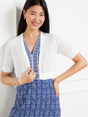 WHITE PLUS EXCLUSIVE OPEN STITCH SHRUG | Talbots on sale