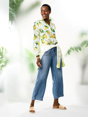 WHITE MULTI MODERN CLASSIC SHIRT - LUSCIOUS LEMONS | Talbots sale