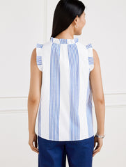 BLUE/WHITE TIE NECK SHELL - BAY STRIPE | Talbots near me