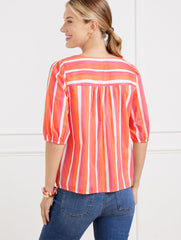 CORAL SAND MULTI TIE FRONT TOP - PAINTED STRIPE | Talbots on sale