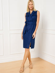 BRIGHT NAVY LUXE IRISH LINEN DRESS | Talbots sale