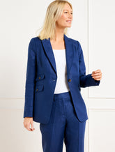 BRIGHT NAVY LUXE IRISH LINEN BLAZER | Talbots online